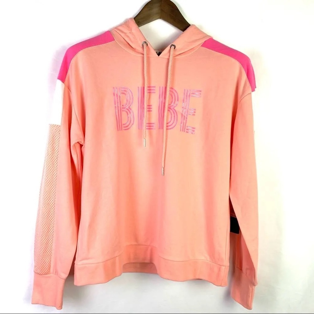 BeBe Pink Peach Colorblock Hoodie Size Large